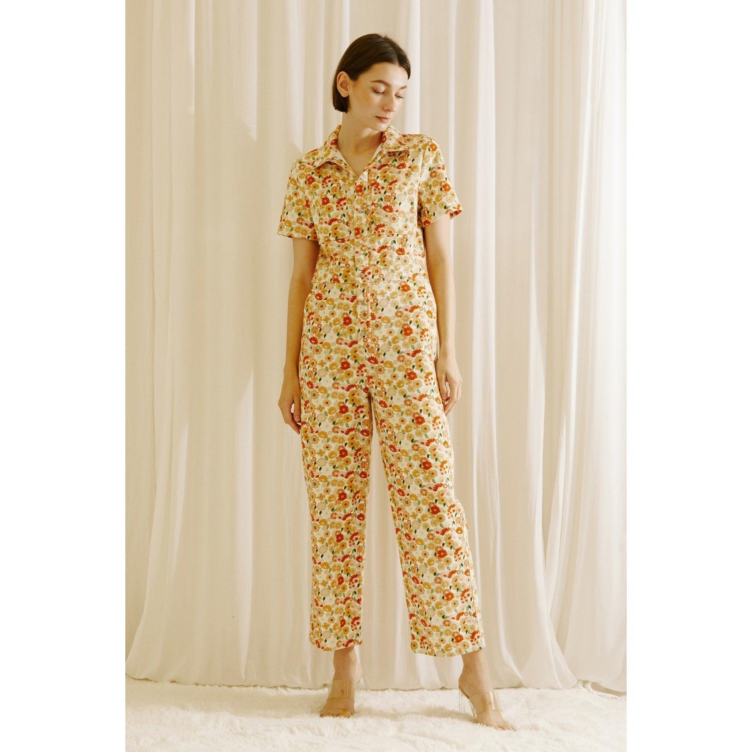 Floral Short Sleeve Jumpsuit Product Image