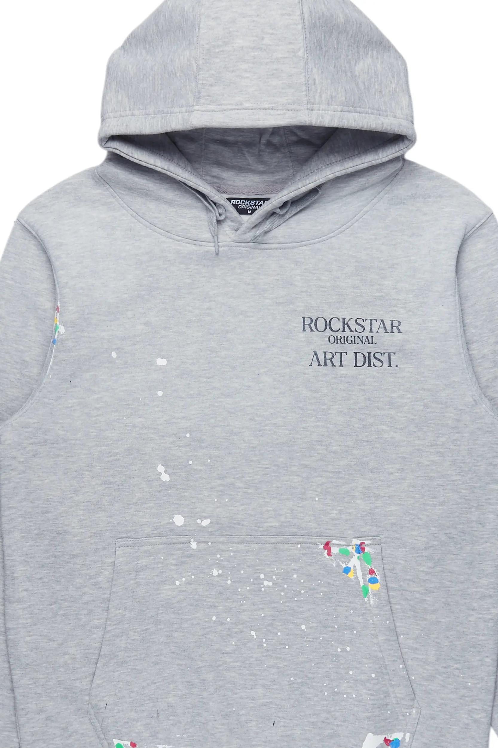 Rockstar Art Dist. Grey Graphic Hoodie Male Product Image