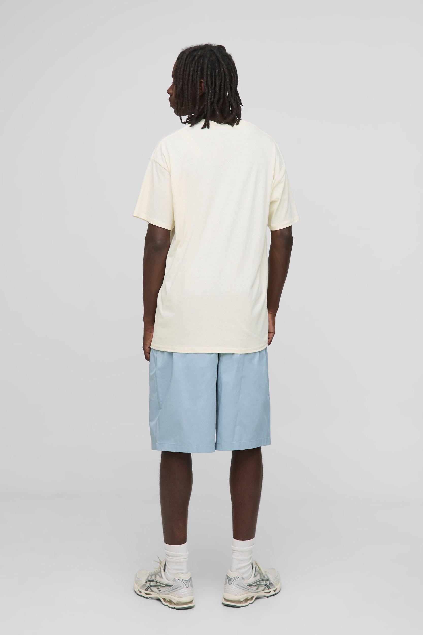 Ecru Oversized Embroidered MAN T-Shirt | boohooMAN USA Product Image