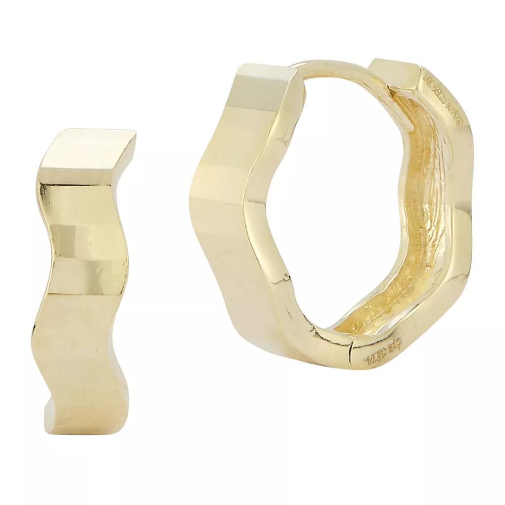 LUMINOR GOLD 14k Gold Wavy Huggie Earrings, Women's Product Image