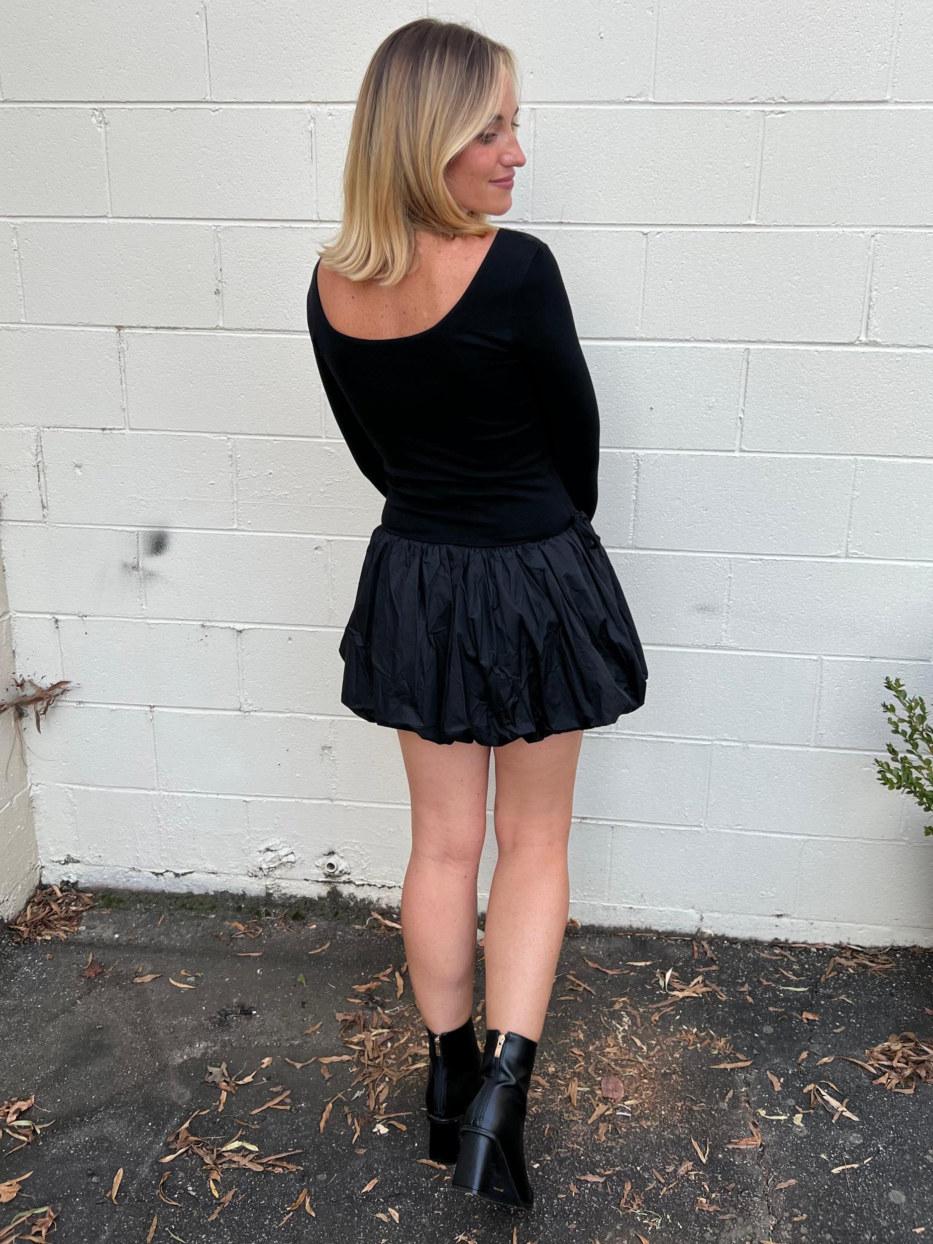 On Point Long Sleeve Bubble Hem Mini Dress Product Image