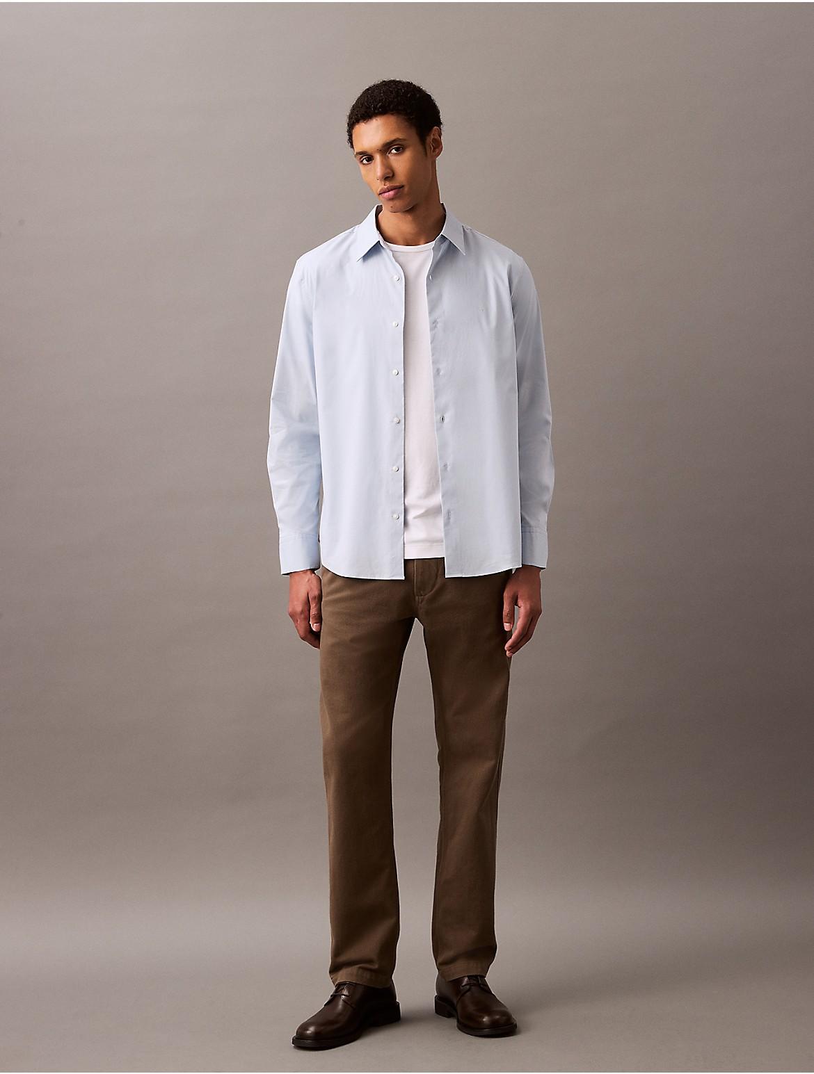 Calvin Klein Mens Classic Stretch Button-Down Shirt - White Product Image