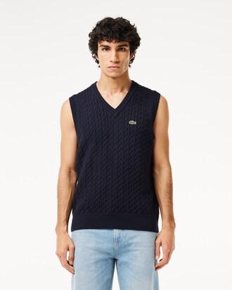 Cable Knit Cotton Sweater Vest Product Image