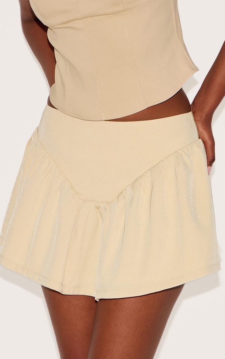 Butter Yellow Dipped Waist Structured A Line Mini Skirt Product Image
