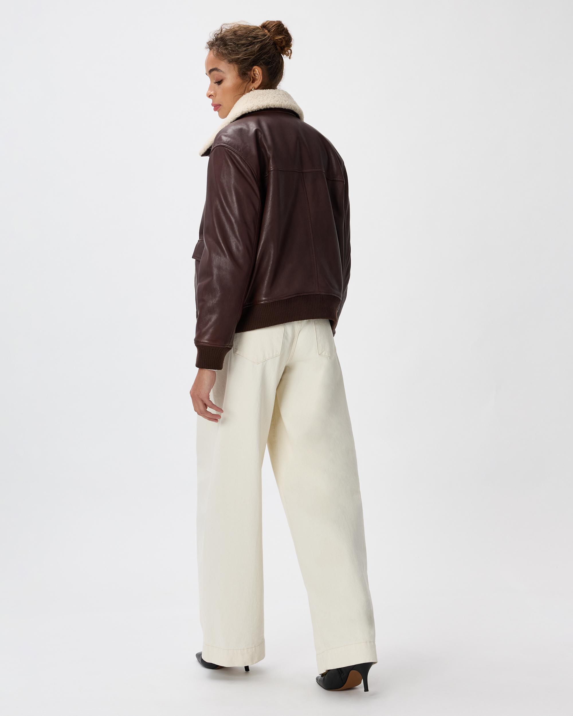 Quince | Women's Shearling Trim Aviator Jacket Leather Product Image