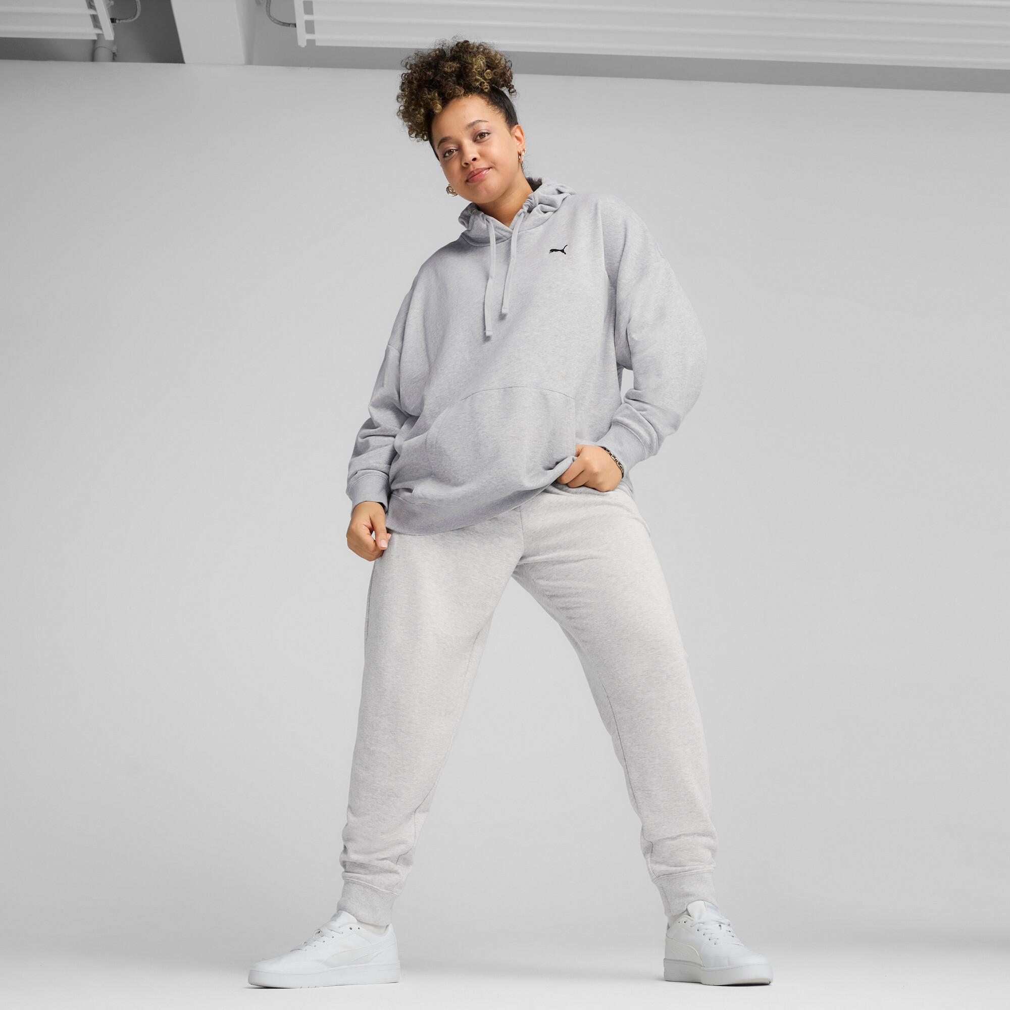 PUMA Essentials Women's Relaxed Hoodie in Light Grey Heather Product Image
