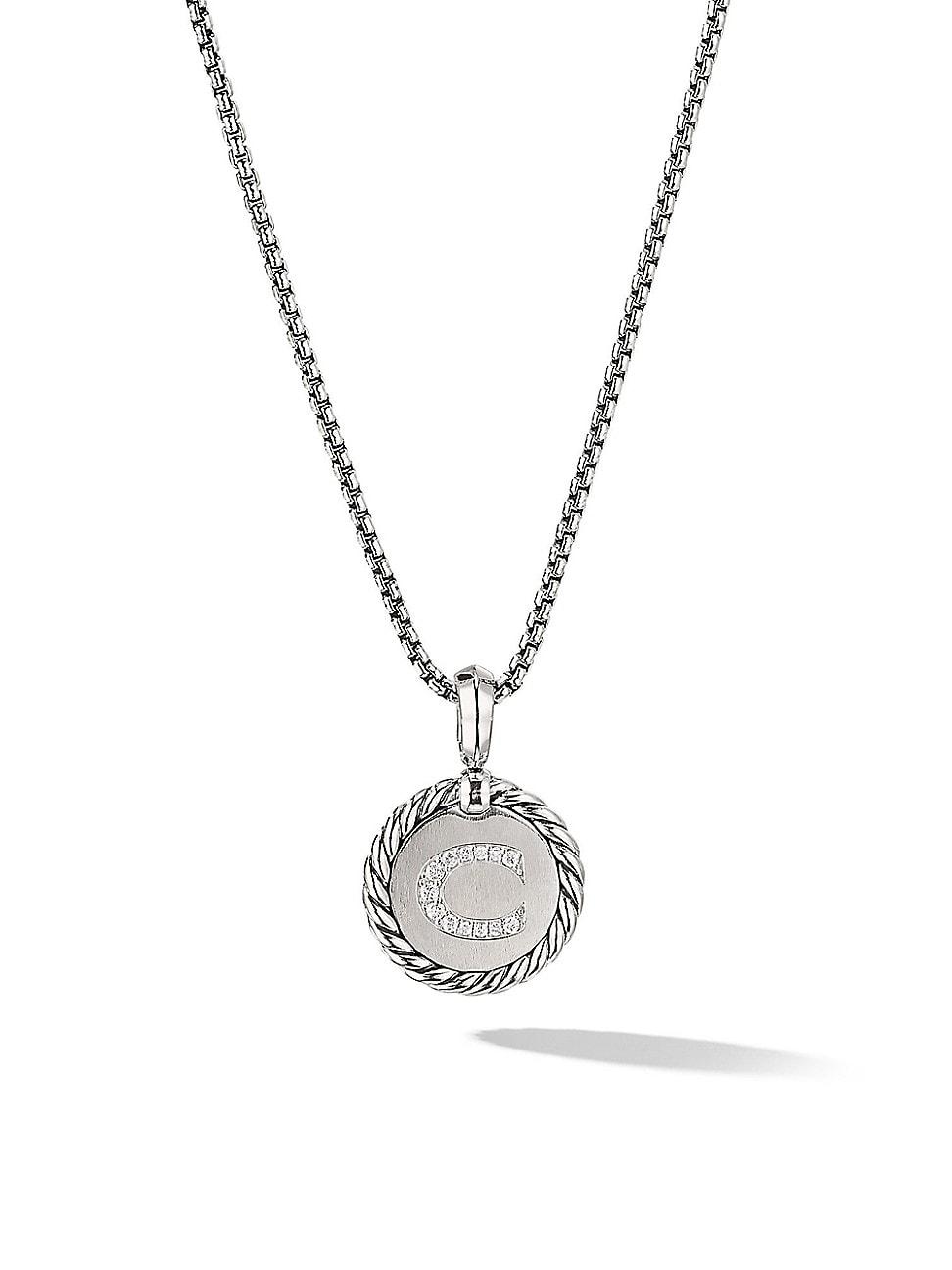 Womens Initial Charm Necklace in Sterling Silver Product Image