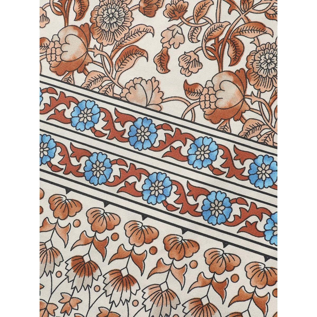 Plus Size Boho Print Pleated Tank Top Women Yellowishbrown Boho Gathered Non Vacation Tank Tops Camis BloomChic 18-20/2X Product Image