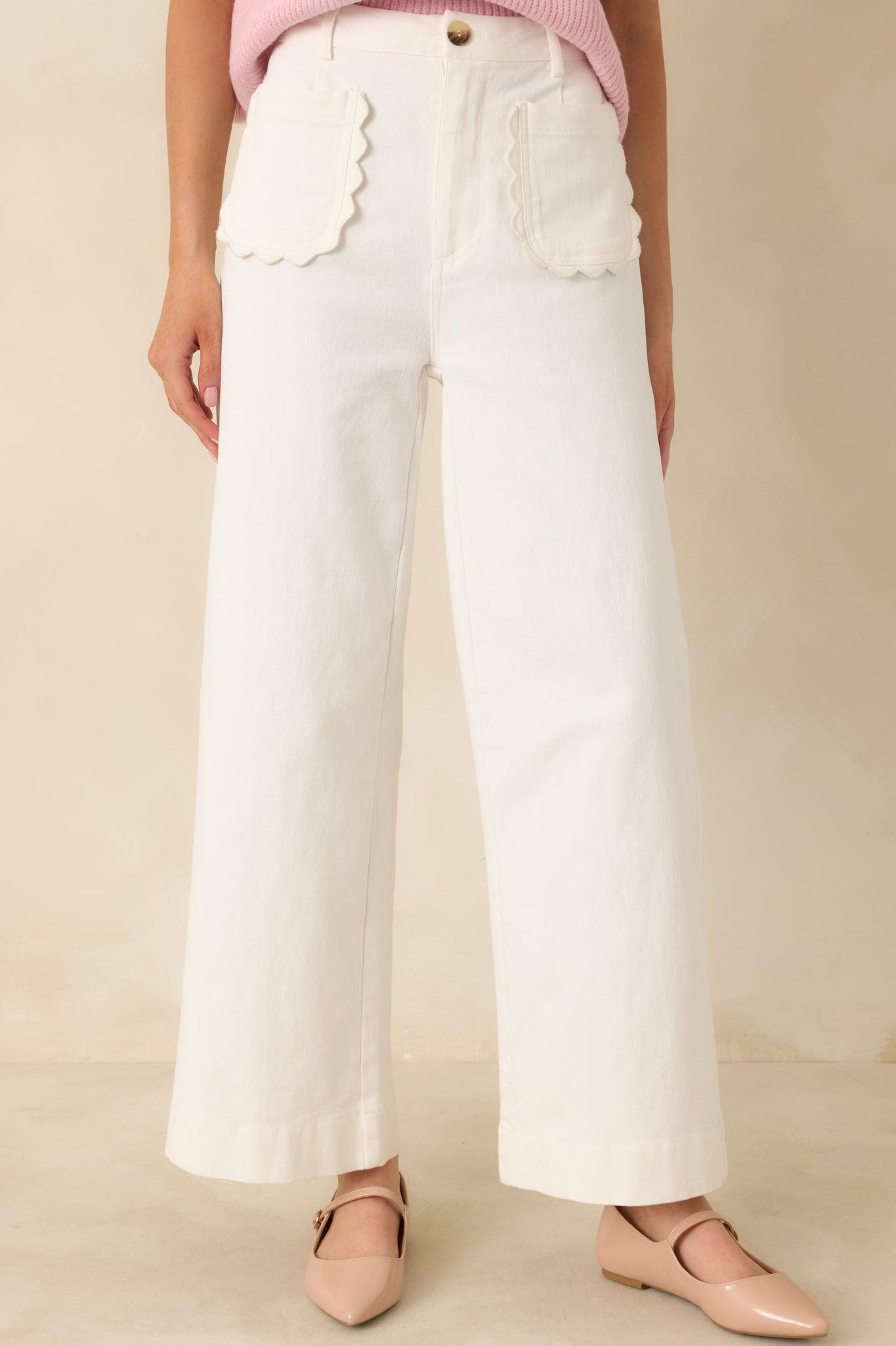 Memories Made Ivory Cotton Wide Leg Pants Product Image