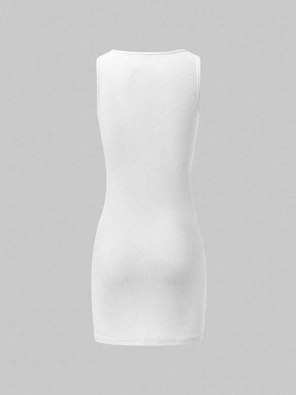Cross Patch Ribbed Sleeveless Mini Dress Product Image