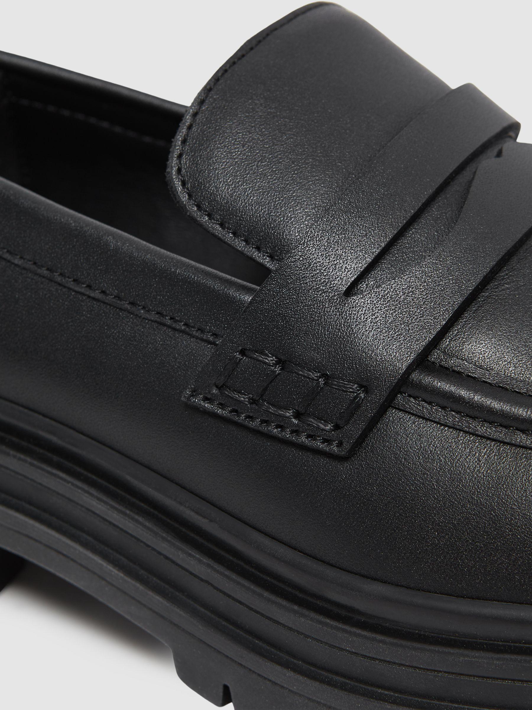 Leather Chunky Cleated Loafers in Black Product Image