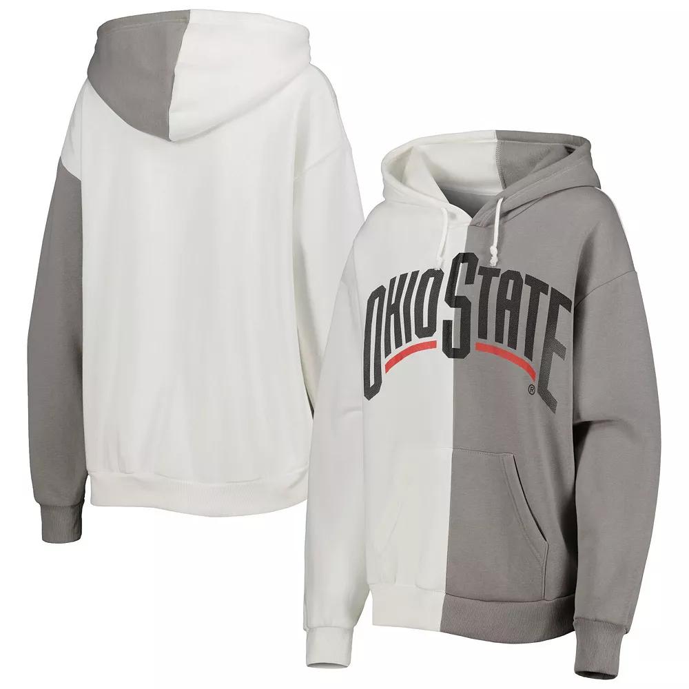 Women's Gameday Couture Gray/White Ohio State Buckeyes Split Pullover Hoodie, Size: XS Product Image