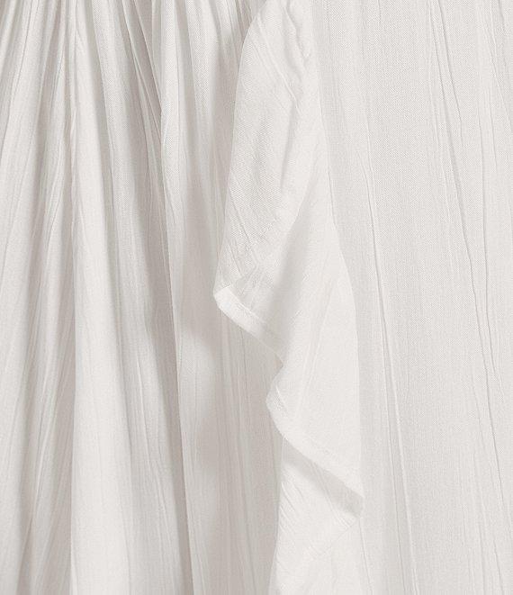 Angie Scoop Neck Spaghetti Strap Racer Back Ruffle Front Midi Dress Product Image