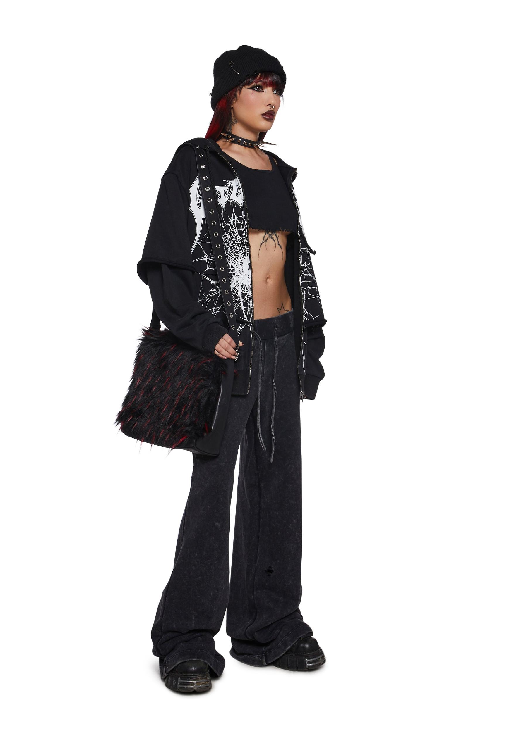 Womens Goth Washed Sweatpants Widow - Black Product Image