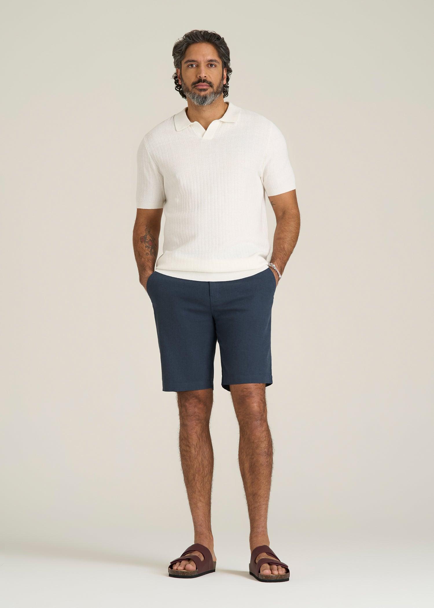 Linen Shorts For Tall Men in Burnt Orange Male Product Image