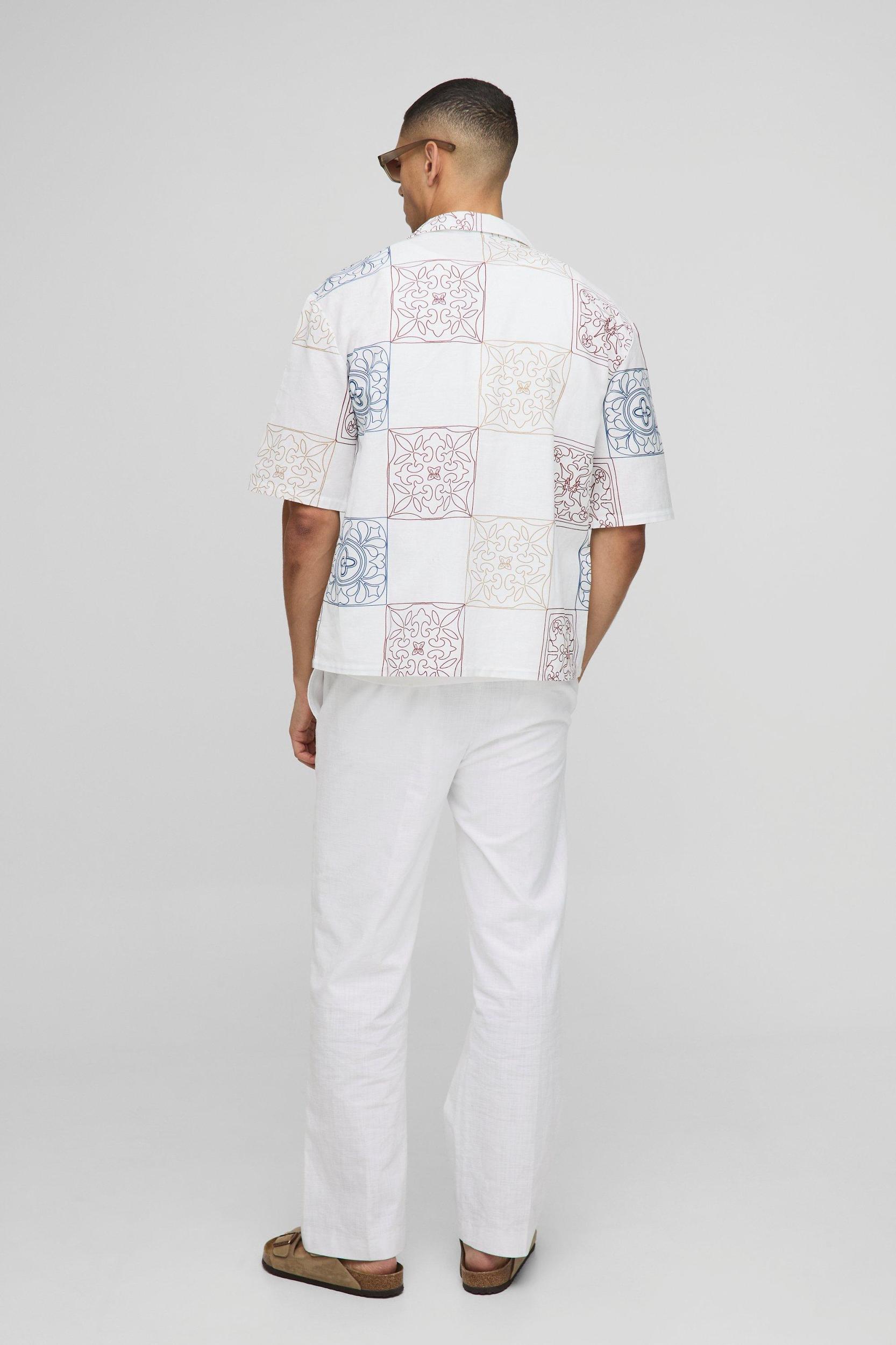 Oversized Tonal Check Printed Shirt | boohooMAN USA Product Image