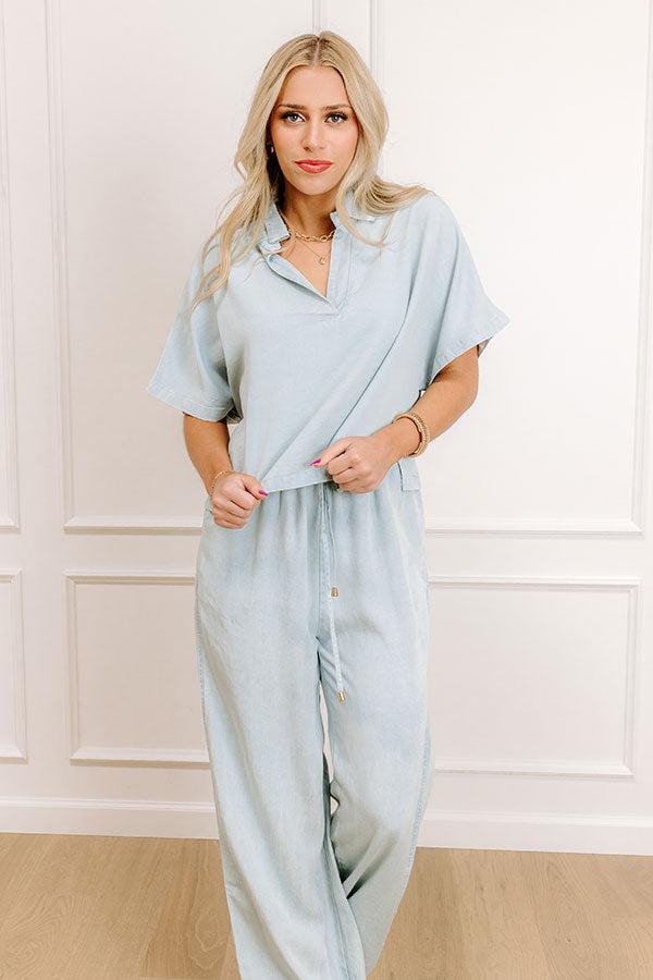 Breezy Bay Chambray Crop Top Product Image