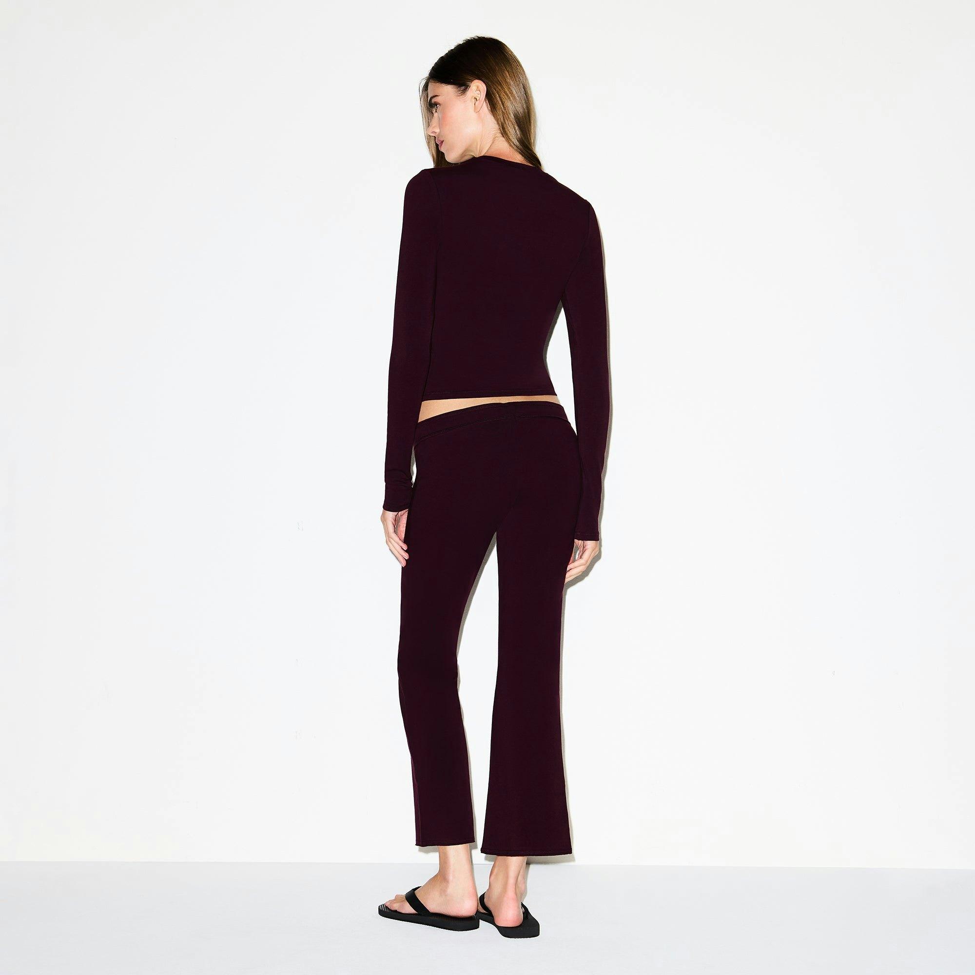 COTTON JERSEY LOW RISE CROP PANT | CURRANT Product Image