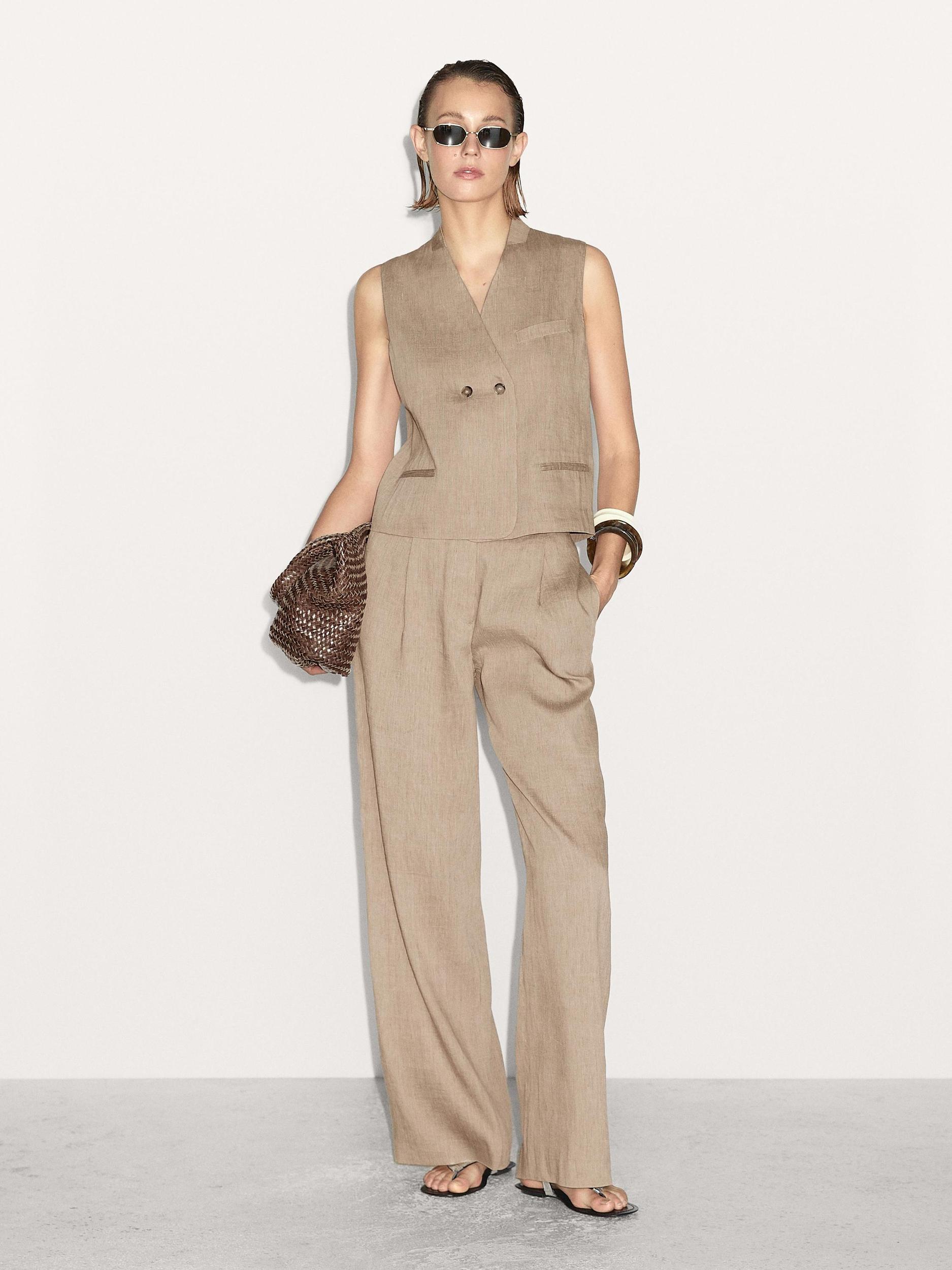 Flowing linen blend suit trousers Product Image