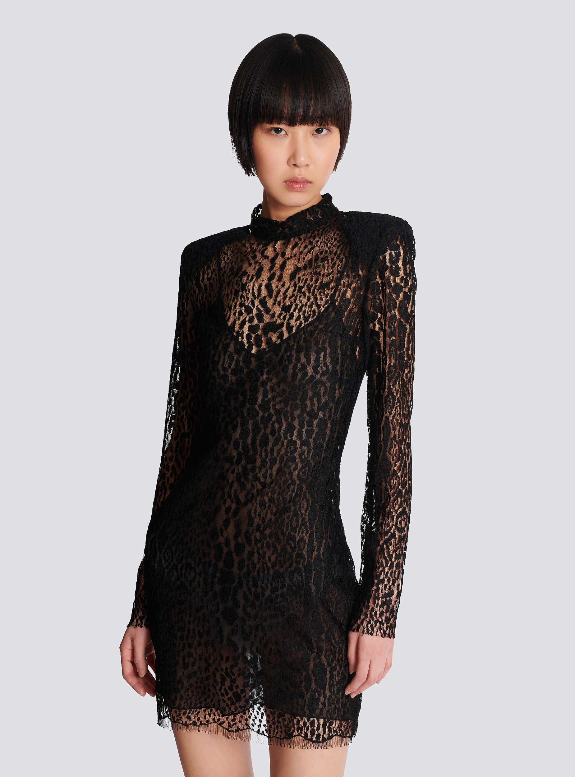 Leopard pattern lace bodycon dress Product Image