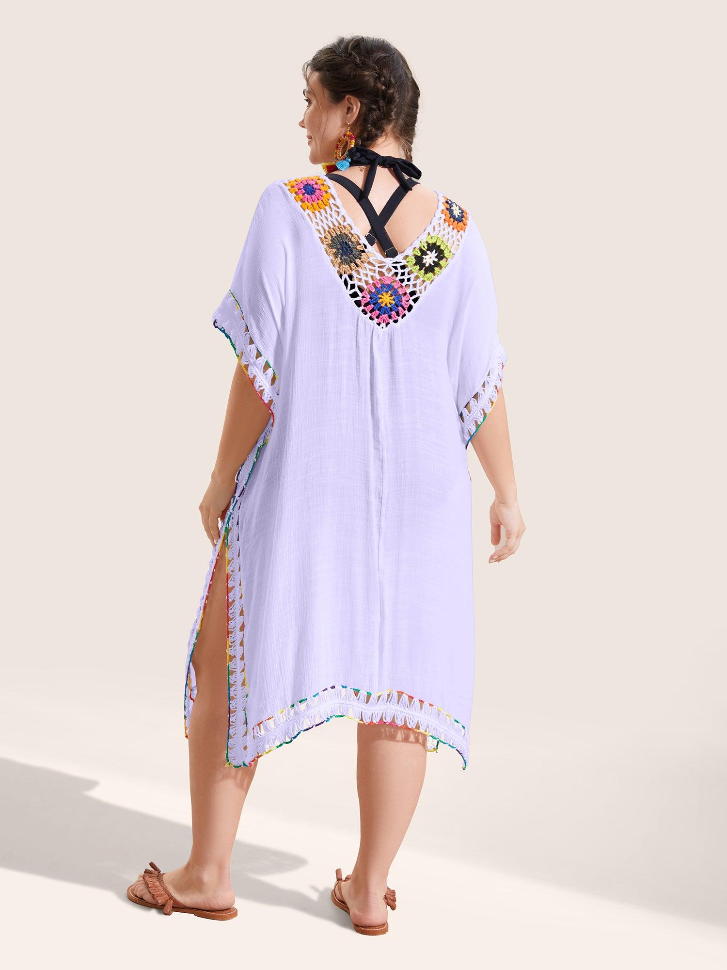 Colored Crochet Slit Hem Swim Cover Up Female Product Image