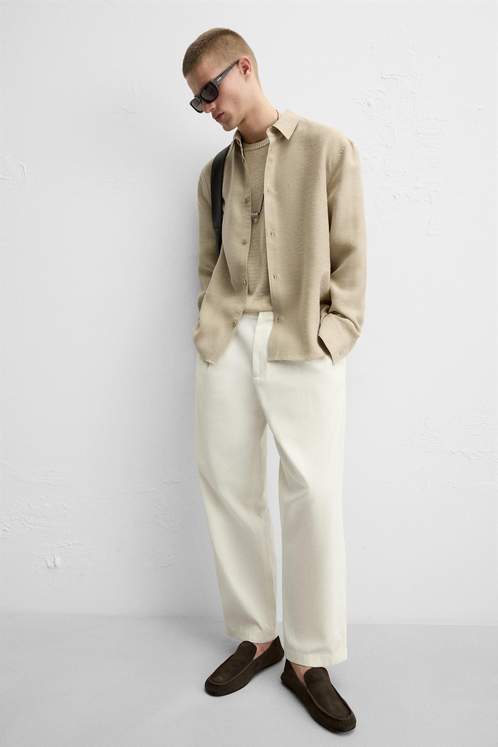 COTTON - LINEN PLEATED PANTS Product Image