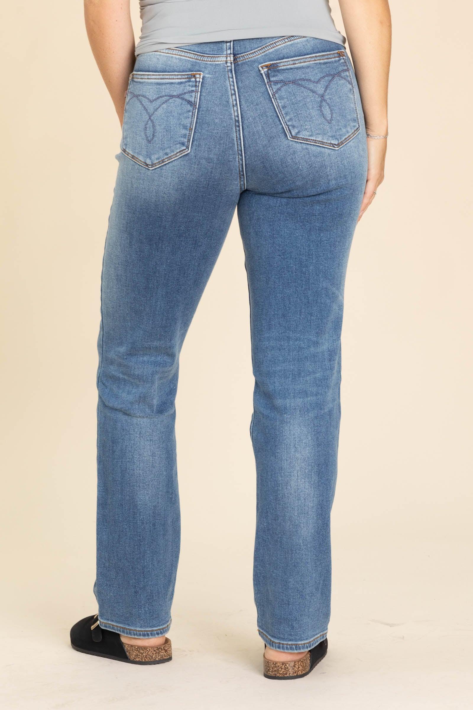 Judy Blue Vintage Wash Thermal Straight Jeans Product Image