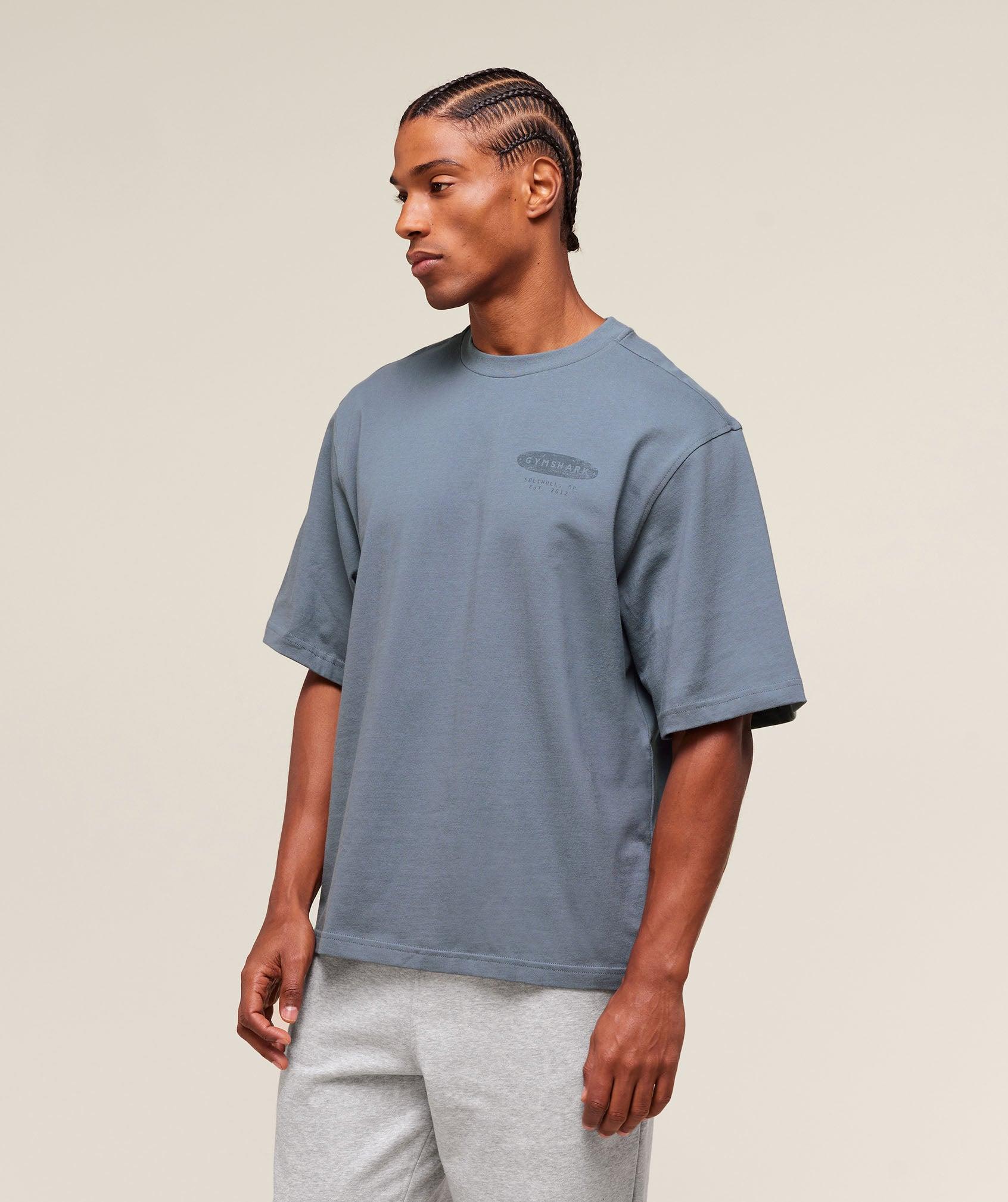 Gymshark For The Lifters Boxy T-Shirt - Iron Blue Male Product Image