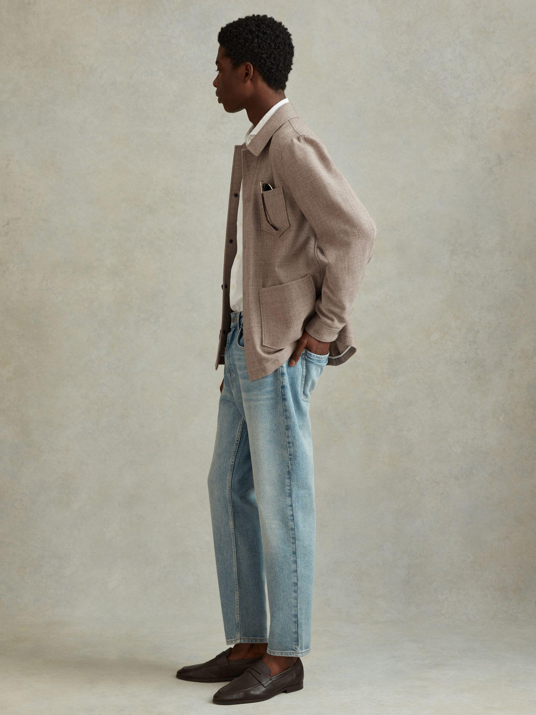 Wool Blend Button-Through Overshirt in Mocha Product Image