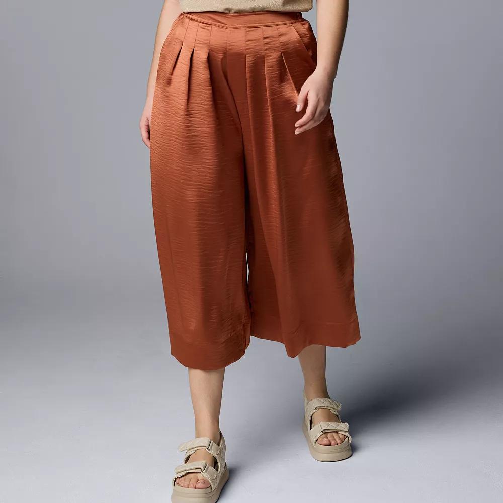 Women's Simply Vera Vera Wang Silky Pleated Culotte Pants, Size: XS, Baked Clay Product Image