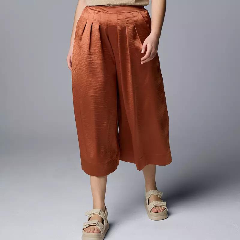 Women's Simply Vera Vera Wang Silky Pleated Culotte Pants, Size: XS, Baked Clay Product Image
