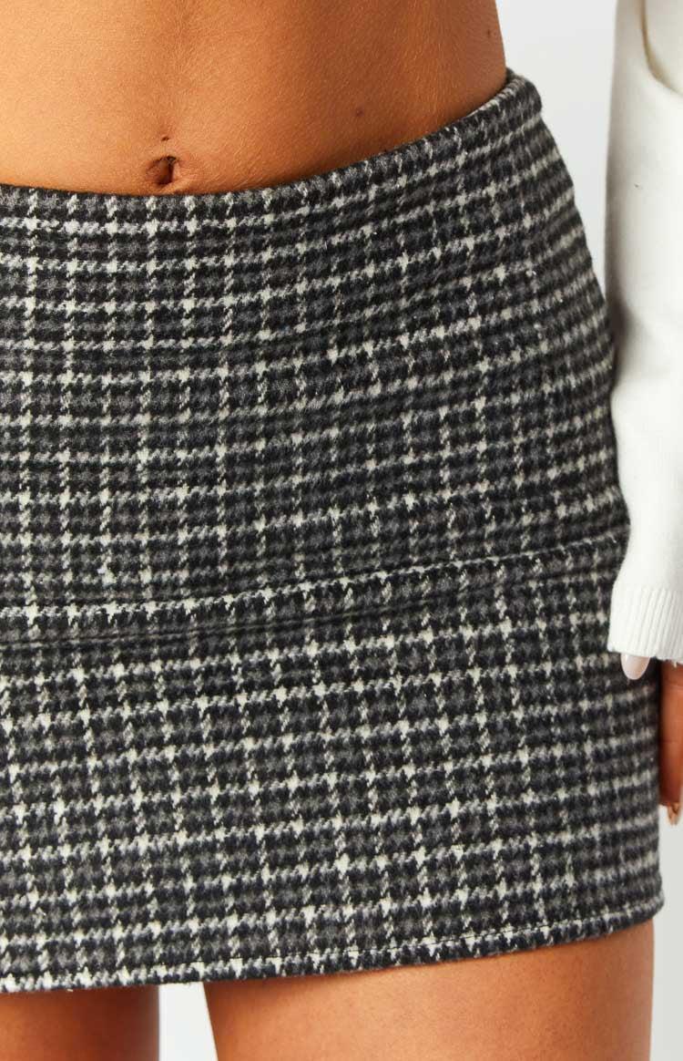 Twilight Grey Plaid Mini Skirt Product Image