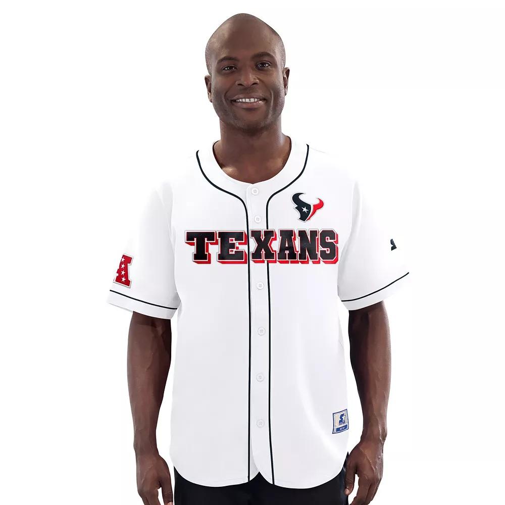 Men's Starter  White Houston Texans Relay Full-Button Baseball Jersey, Size: Medium Product Image