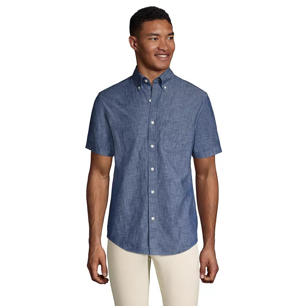 Men's Lands' End Traditional-Fit Chambray Button-Down Shirt,  Product Image