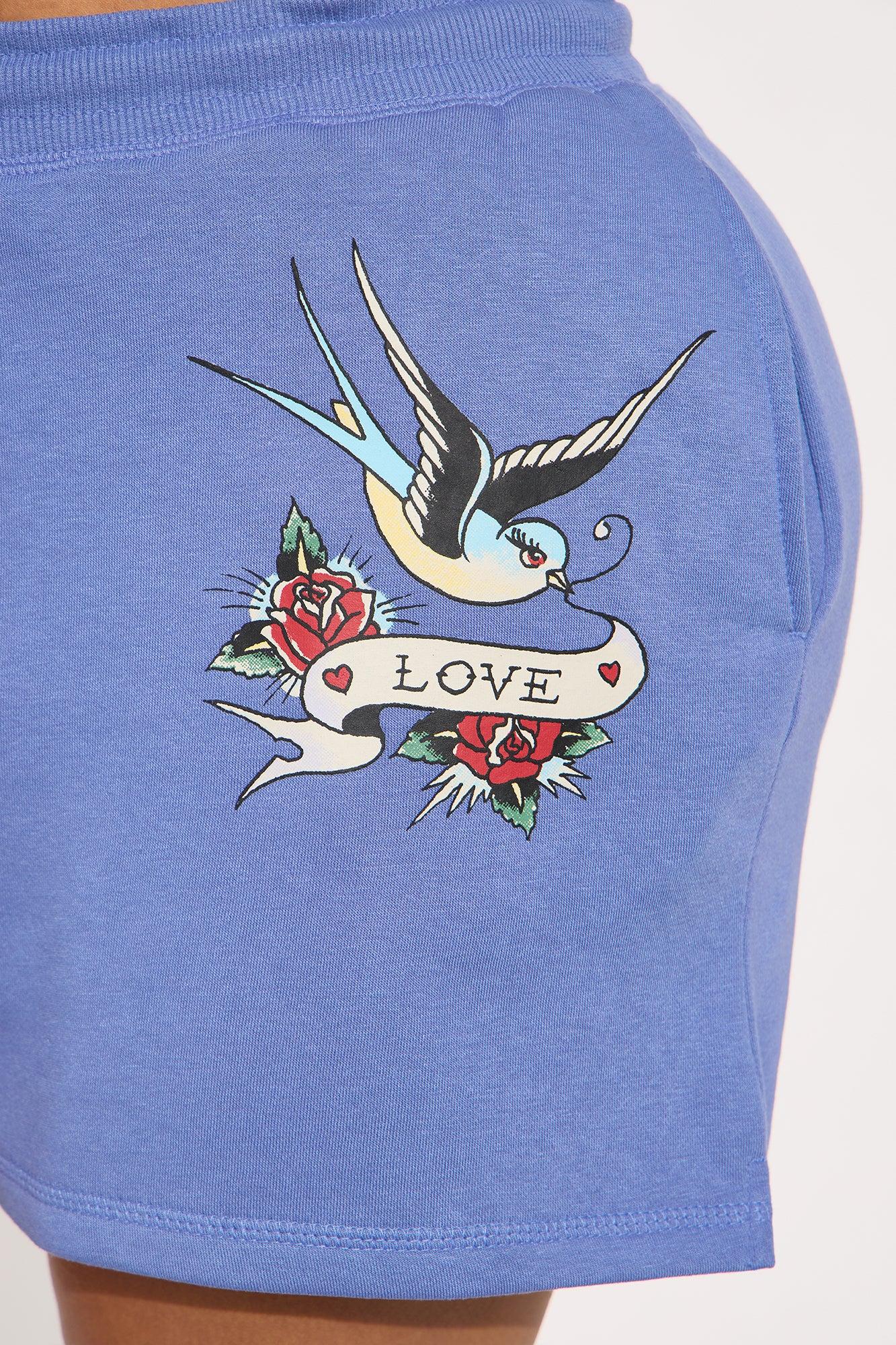 Ed Hardy Brave Eagle Shorts - Blue Product Image