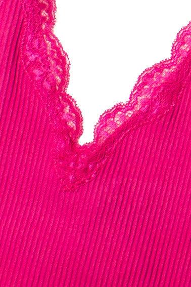 Fuchsia Lace Trim Seamless Cami Product Image