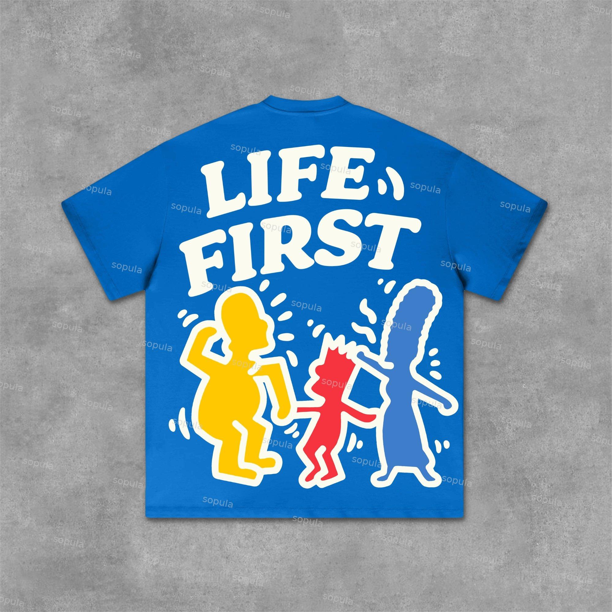 Life First Graffiti Flat Graphic Cotton T-Shirt Product Image