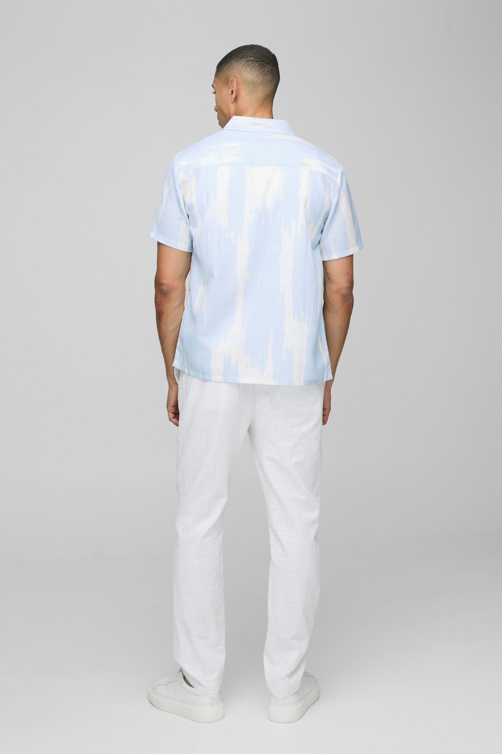Regular Short Sleeve Slub Large Scale Abstract Shirt | boohooMAN USA Product Image