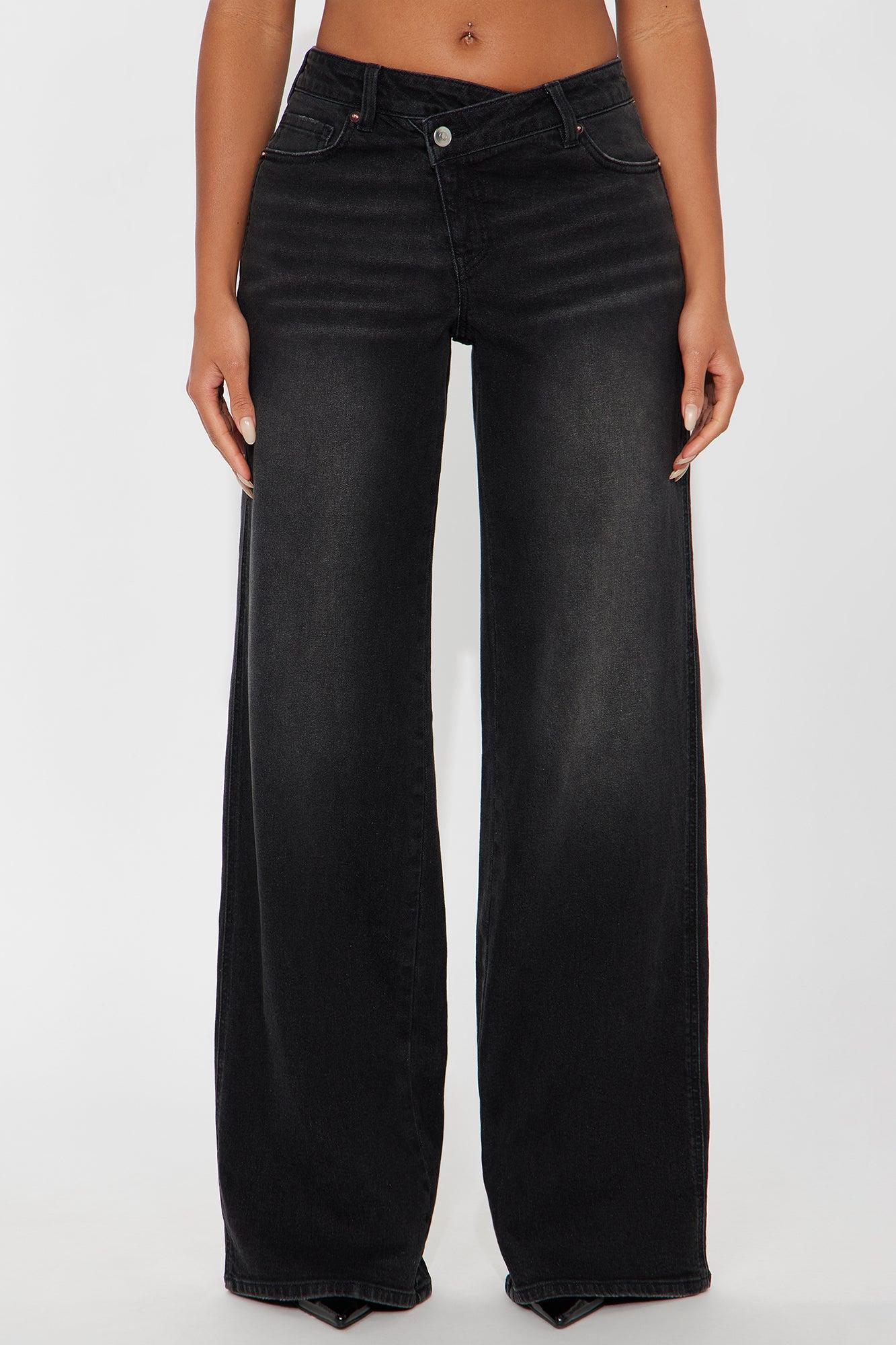 Eastside Low Rise Crossover Wide Leg Jean - Black Wash Female Product Image