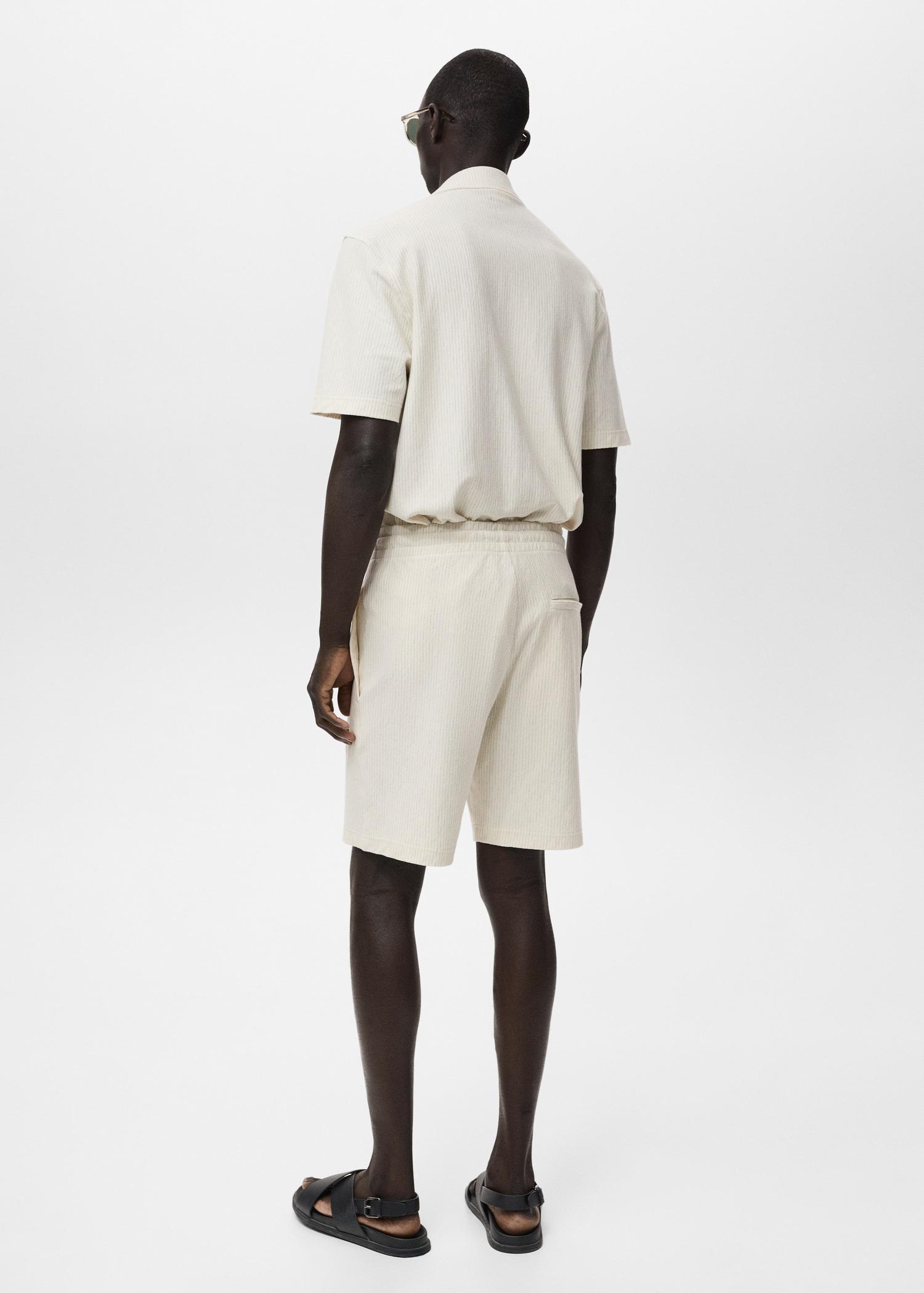 Striped cotton Bermuda shorts - Men | MANGO USA Product Image