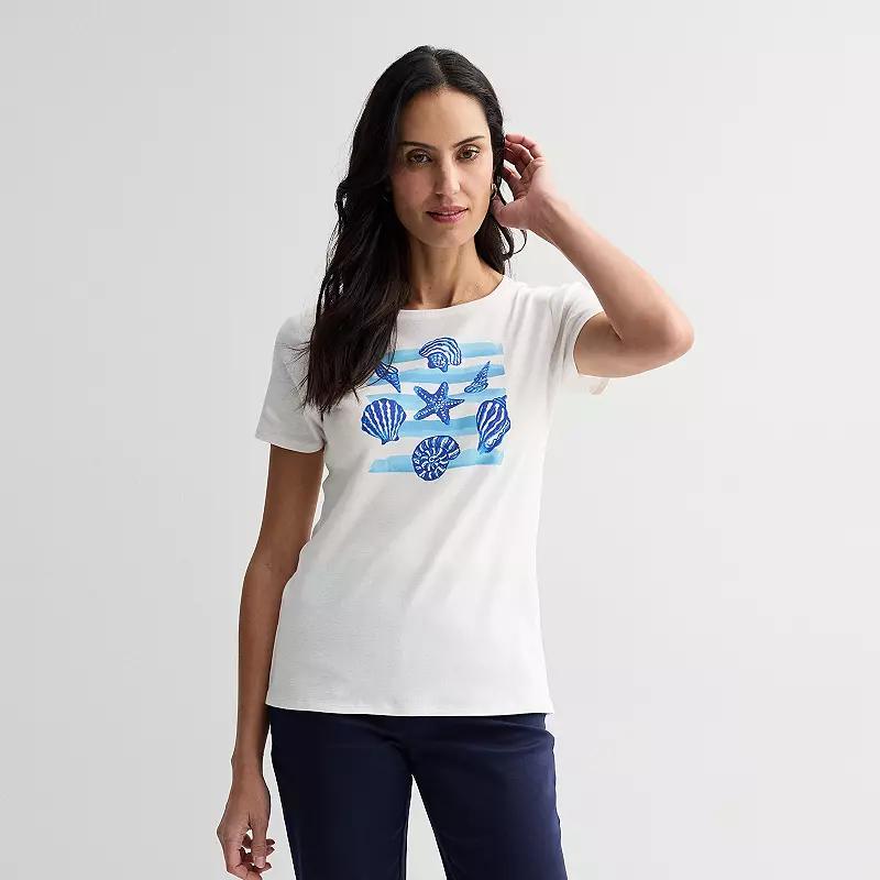 Women's Croft & Barrow® Essential Crewneck Tee, Size: Medium, Poppy Anchor Graphic Product Image