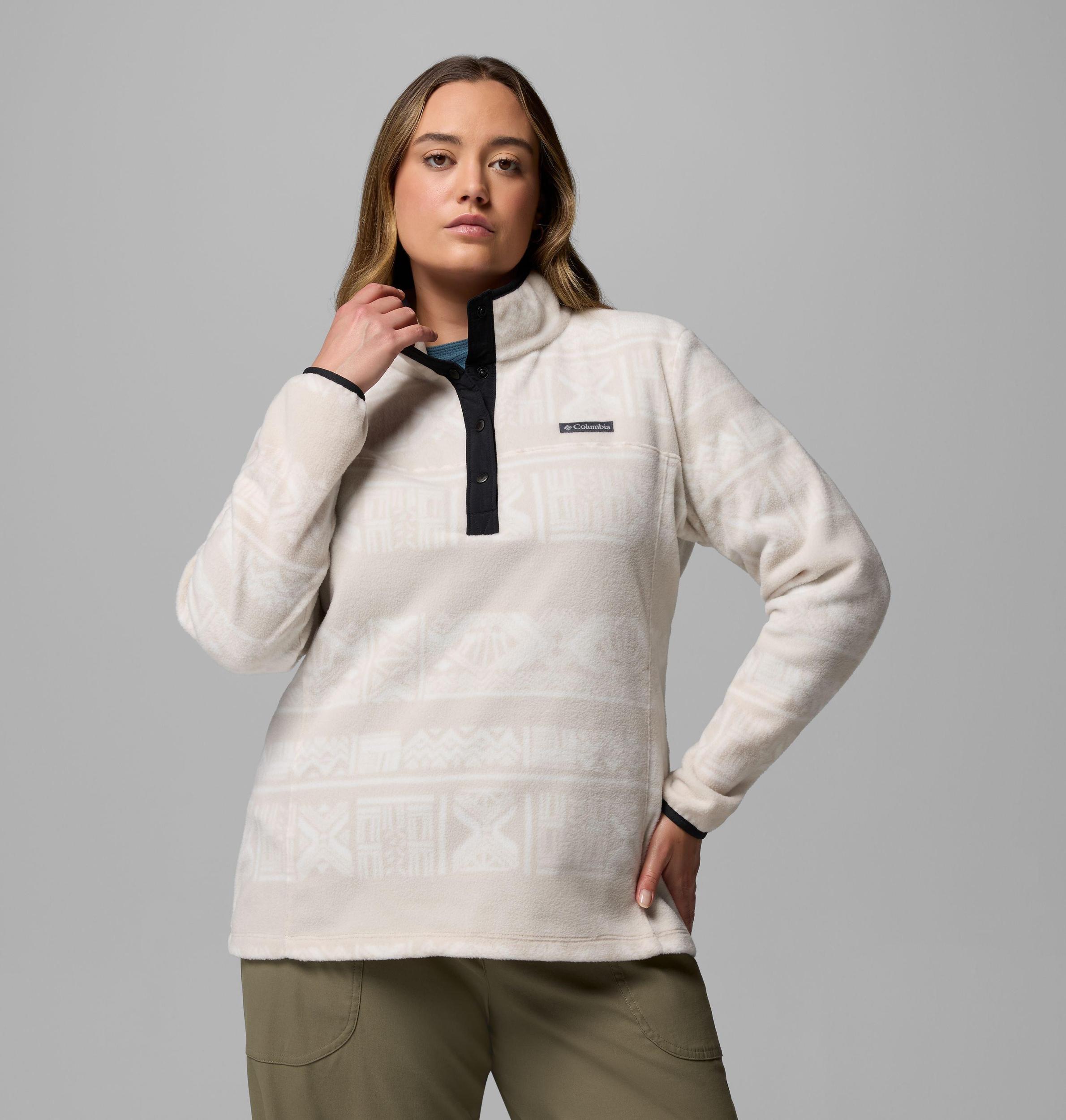Columbia Womens Benton Springs Printed Half Snap Fleece Pullover - Plus Size- Product Image