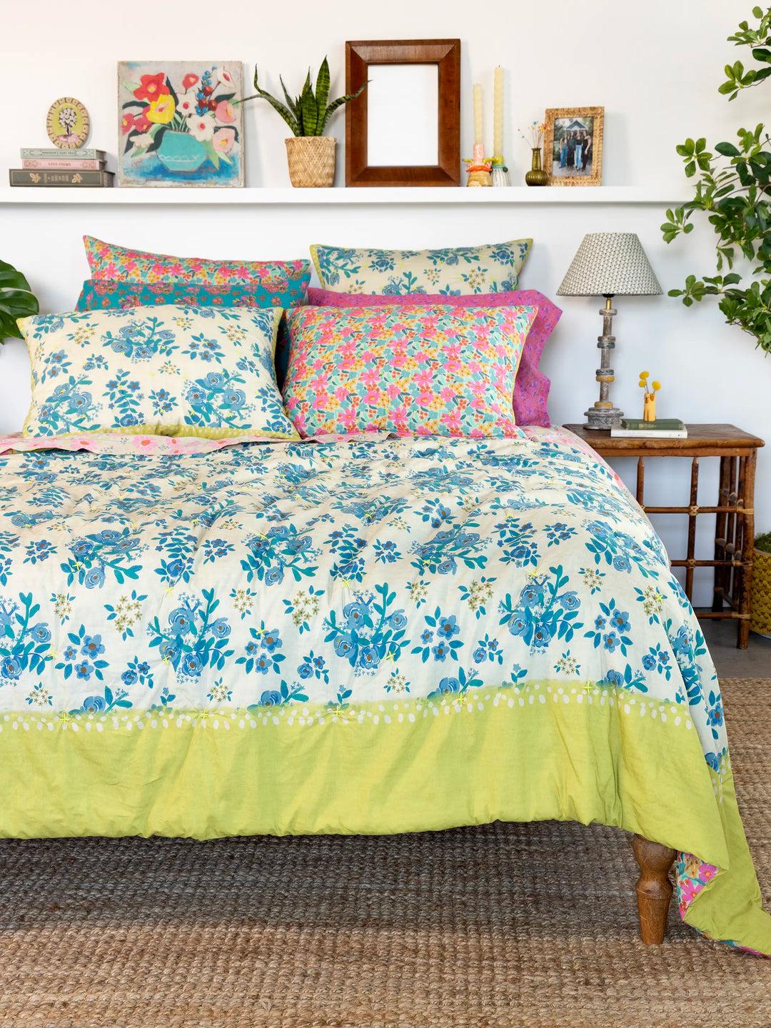 Bungalow Reversible Cotton Quilt - Boho Blooms Patchwork Product Image