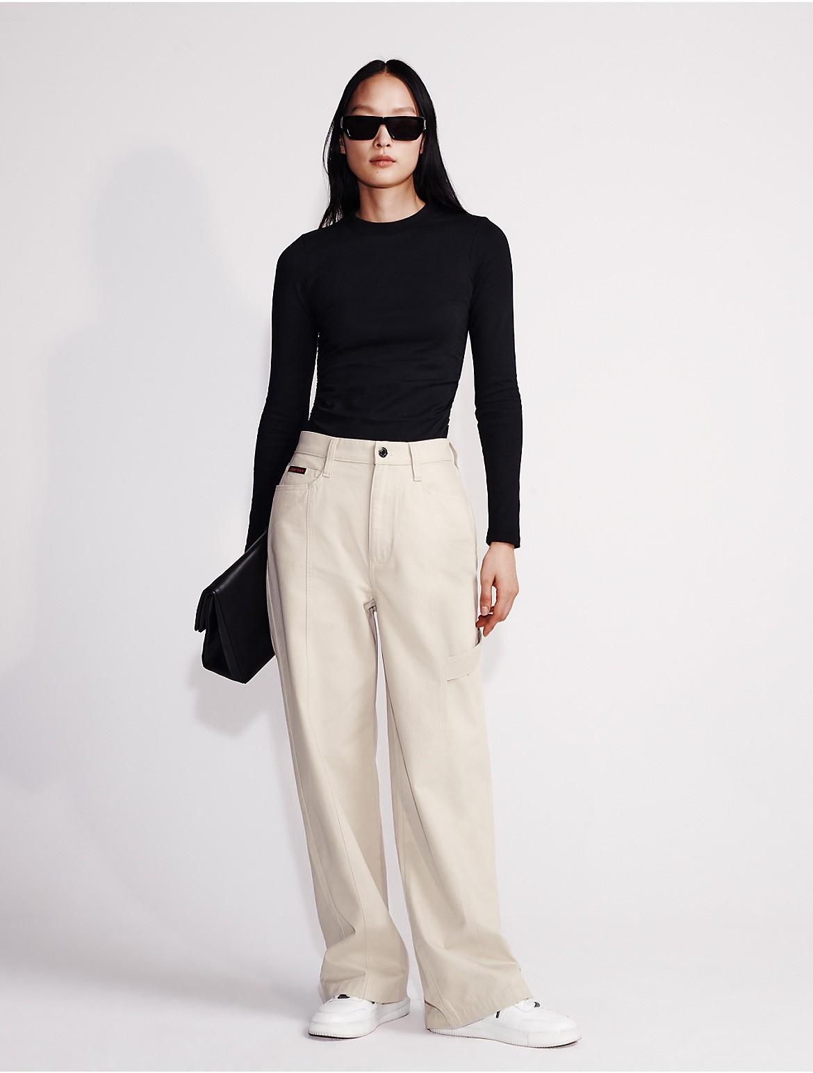 Calvin Klein Womens Wide Leg Cargo Pants 0 Product Image