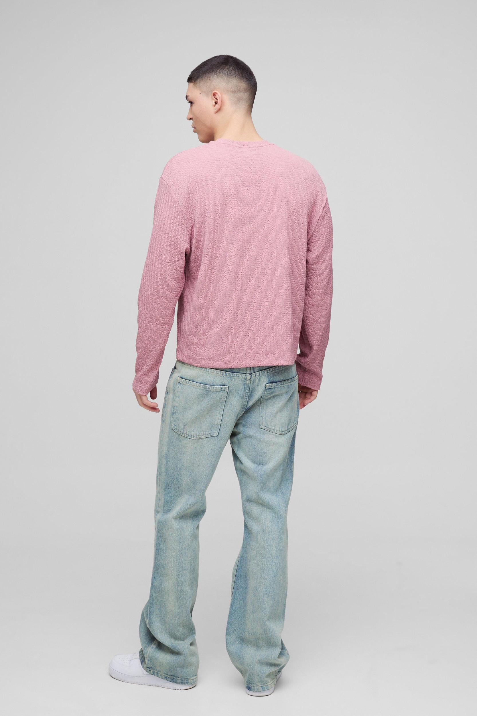 Oversized Boxy Textured Long Sleeve T-Shirt | boohooMAN USA Product Image