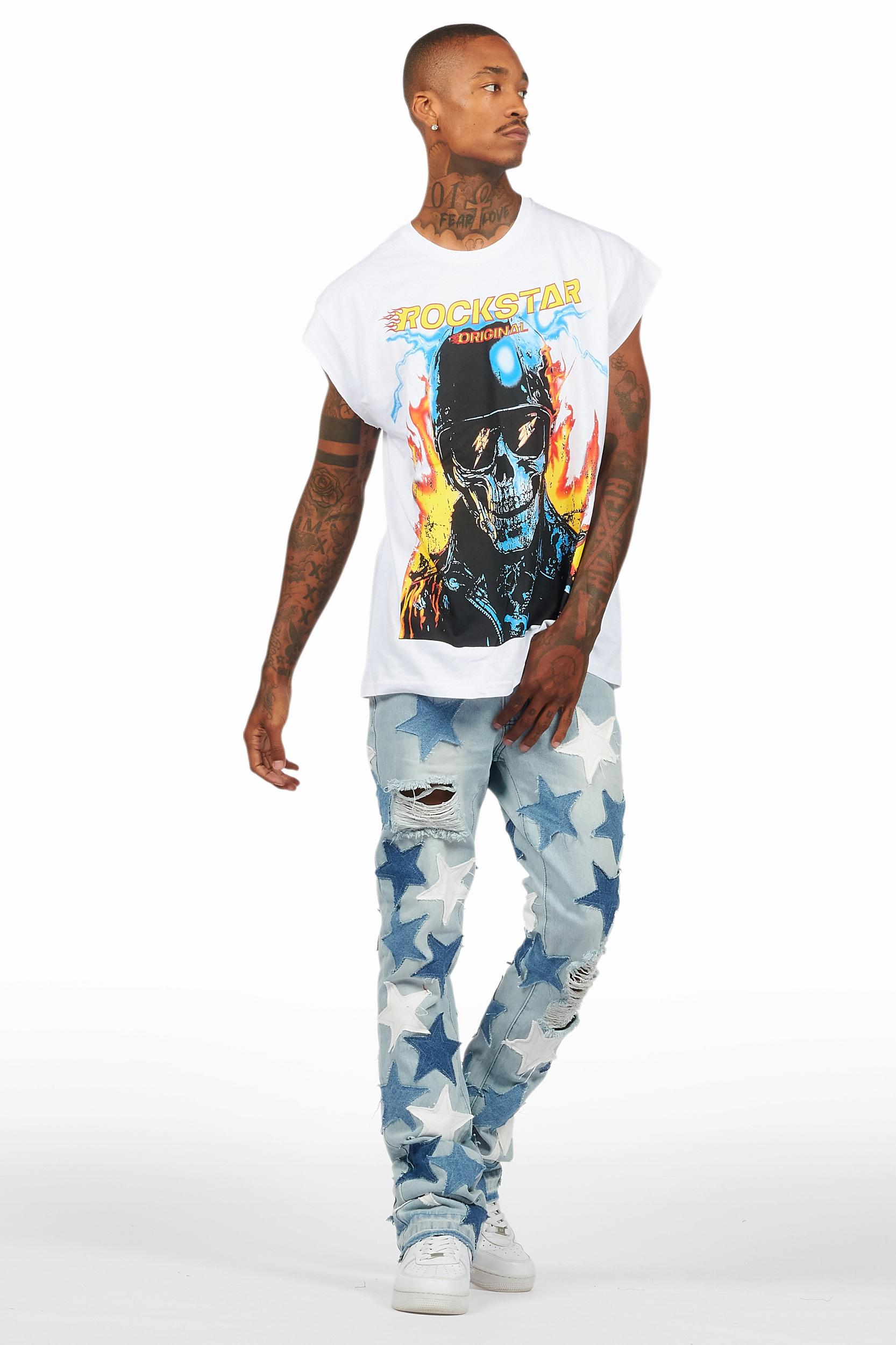 StarLane Light Blue Stacked Flare Jean Male Product Image