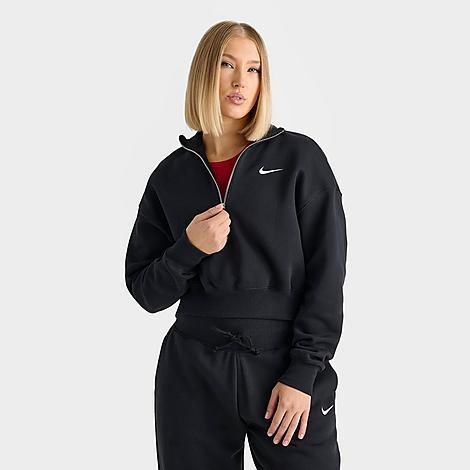 Womens Nike Sportswear Phoenix Fleece 1/4-Zip Cropped Sweatshirt | DQ5767-010 Product Image