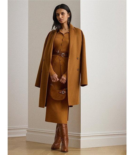 Lauren Ralph Lauren Rib-Knit Pull-On Side Slit Midi Coordinating Pencil Skirt Product Image