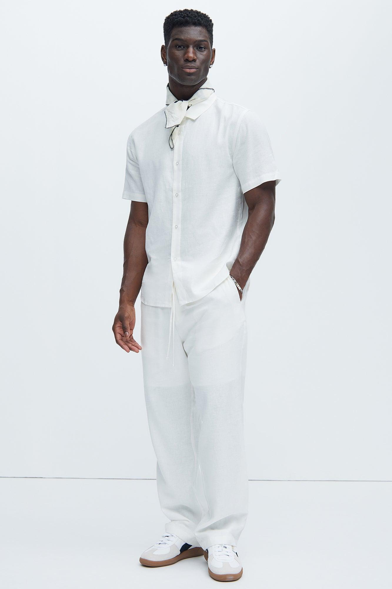 Bahamas Linen Classic Button Up Shirt - White Product Image