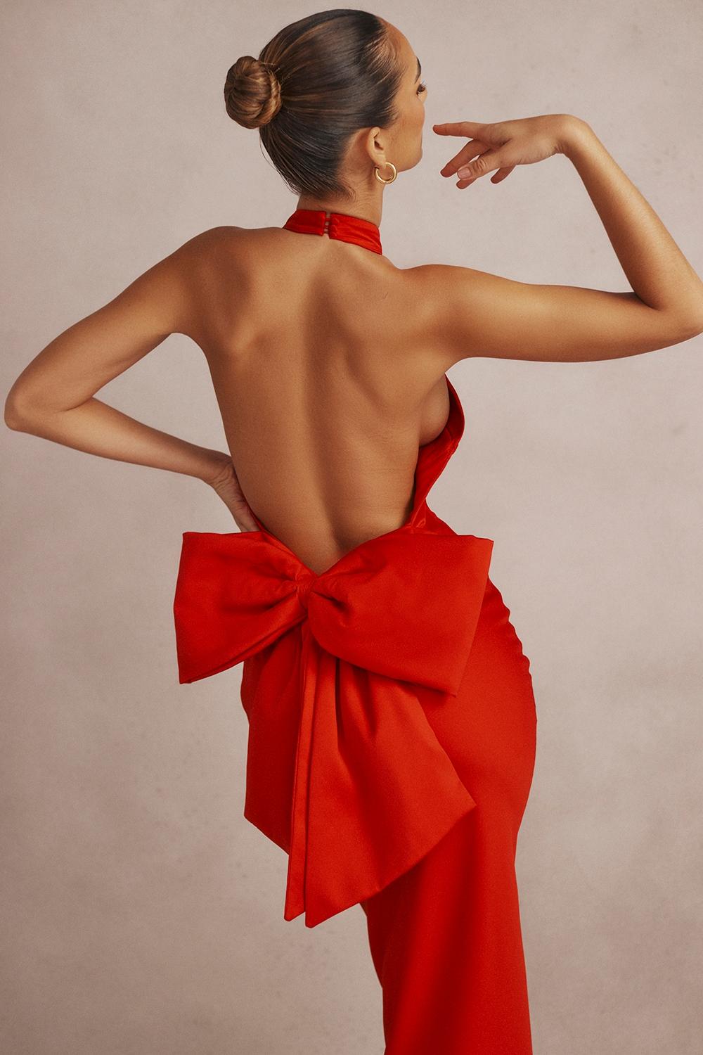Ilaria  red bow halter dress Product Image